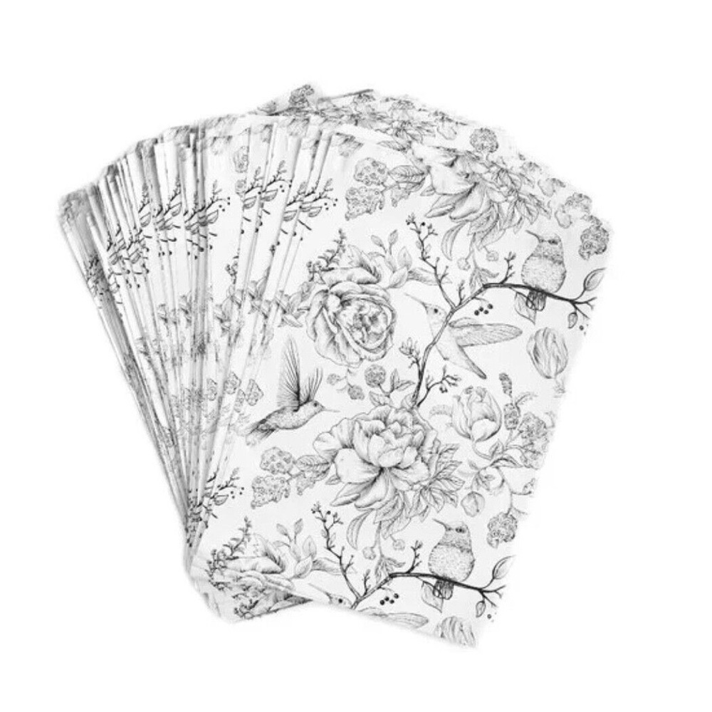 50 large polymailers 12x15 inches vintage birds boho print designer plastic bags